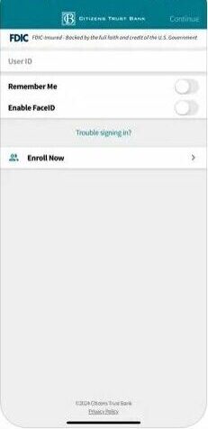 mobile login screen